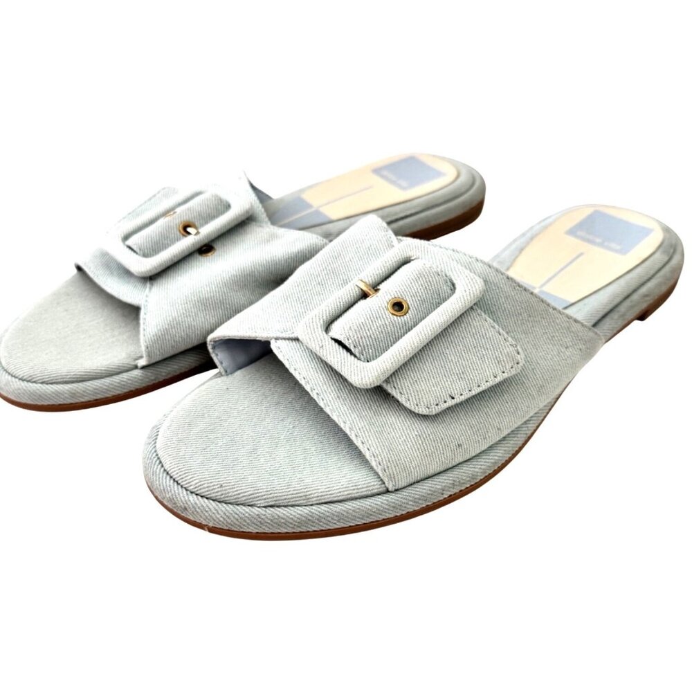 Dolce Vita Anjani Size 8.5 Sandal Slides EUC Blue Denim $49